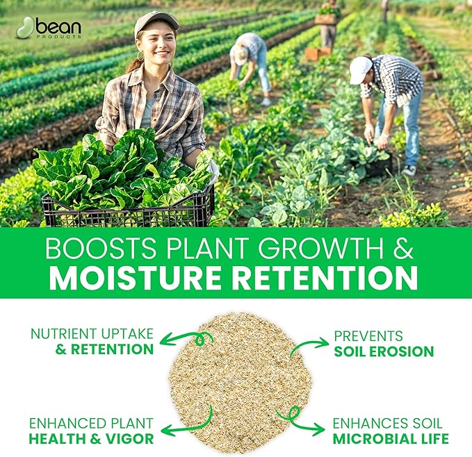 Hemp Soil Amendment - 10 lbs USA Grown All-Natural Fine Hemp HURD Power for Vibrant Gardens, Vegetables, Trees, Moisture Retention, Seed Starting, pH Neutral - Bean Products