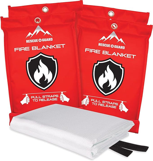 Emergency Fire Blanket - 4-Pack 40”x40” Stay Prepared With Our Fireproof Blanket Extinguish Flames for Your Home Kitchen - Be a hero with first house must haves along with Extinguisher - Home Safety