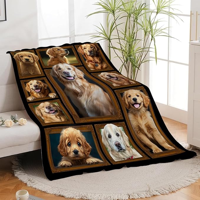 Golden Retriever Blanket, Golden Retriever Dog Throw Blanket, Dog Pet Gifts Blankets Stuff Fleece Flannel Plush for Girls Women Lovers Adults Soft Bedding Gift for Sofa Bed Office Home Decor 60"x50"