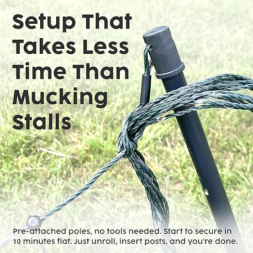 Electric Poultry Netting – Premium, Portable & Weatherproof 48" x 164' Net with Stakes, Easy-Setup Predator Fence for Chickens, Farms & Gardens - Sleep Sound Knowing Your Coop is Safe