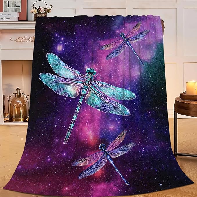 Dragonfly Blanket Gifts for Girls Boys Dragonfly Lovers Throw Blankets Cozy Plush Fleece Flannel Fuzzy for Women Men Decor 60"X50"