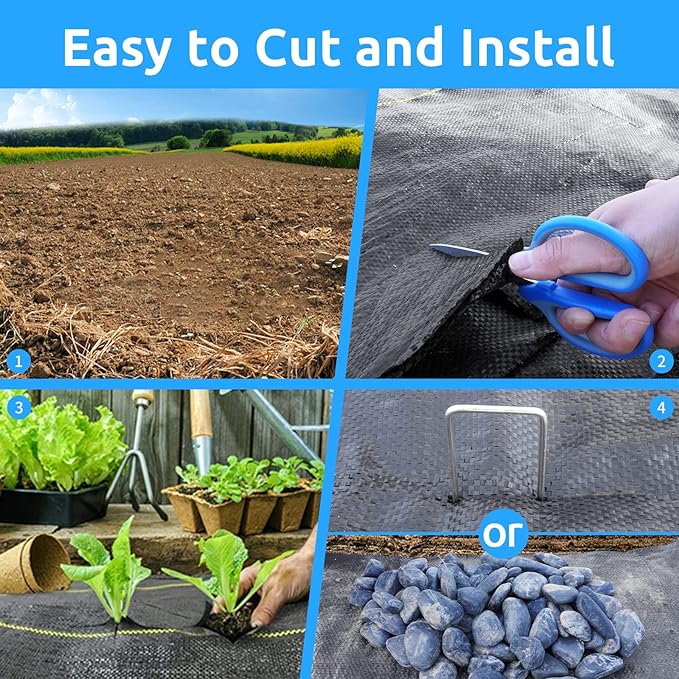 3ft x50ft Black Weed Barrier Landscape Premium Fabric-Heavy Duty Woven Ground Cloth with Superior Permeability Weed Control Convenient Design