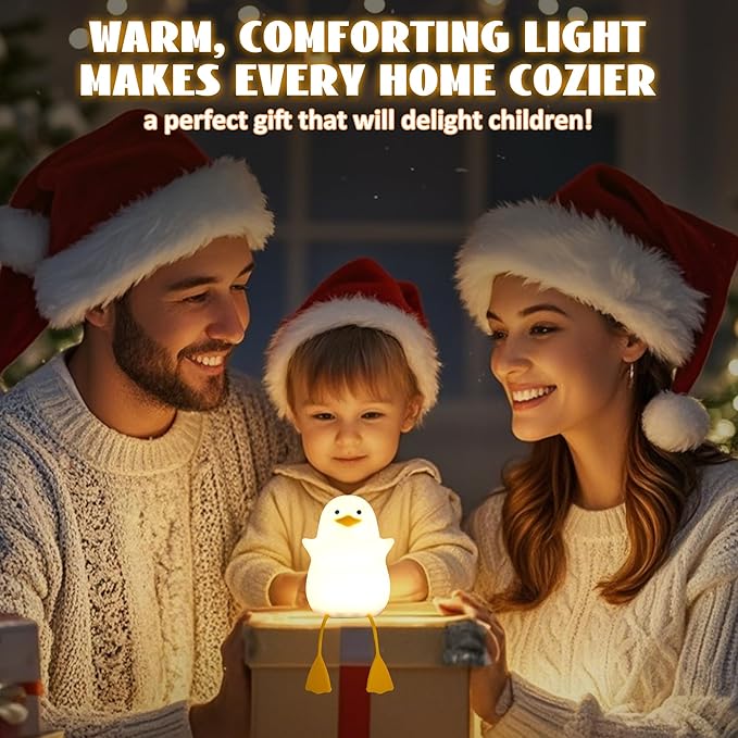 Duck Night Light, Silicone Duck Lamp, Cute Bedside Duck Goose Funny Nightlight with Dimmer and Timer for Room Decor, Duck Gifts for Girls,Boys, Women, Little Ones- Duck