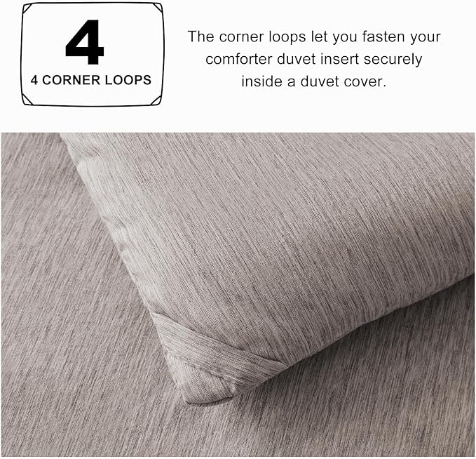 CozyLux King Size Comforter Set - 3 Pieces Linen Soft Luxury Cationic Dyeing Bedding Comforter for All Season, Breathable Lightweight Fluffy Boho Bed Sets with 1 Comforter and 2 Pillow Shams