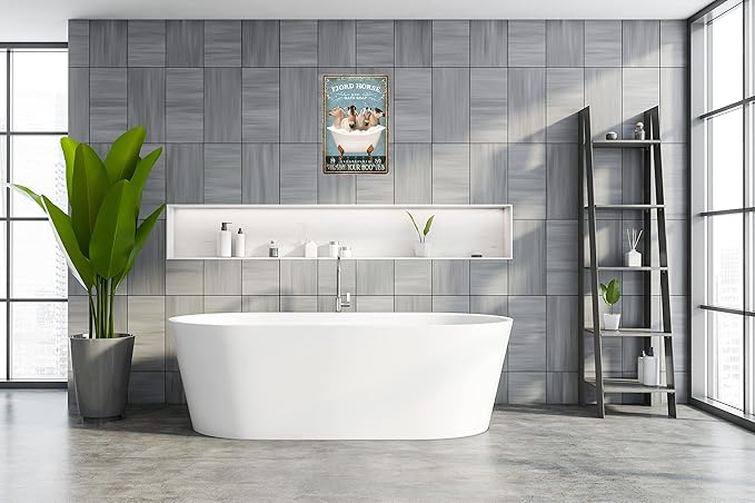 Funny Fjord Horse Bathroom Decor - Tin Signs Wall Art Poster Retro Metal Poster Bar Home Bathroom Wall Decoration Sign Accessories 8x12 Inch