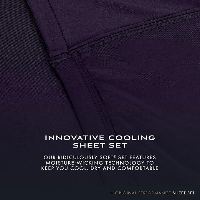 SHEEX - Original Performance Sheets Set (King/California King) Royal Plum - Cooling Sheets - Moisture Wicking - 1 Flat Cooling Sheet, 1 Fitted Cooling Sheet, 2 Pillow Covers- Wrinkle Free- Sleep Aid
