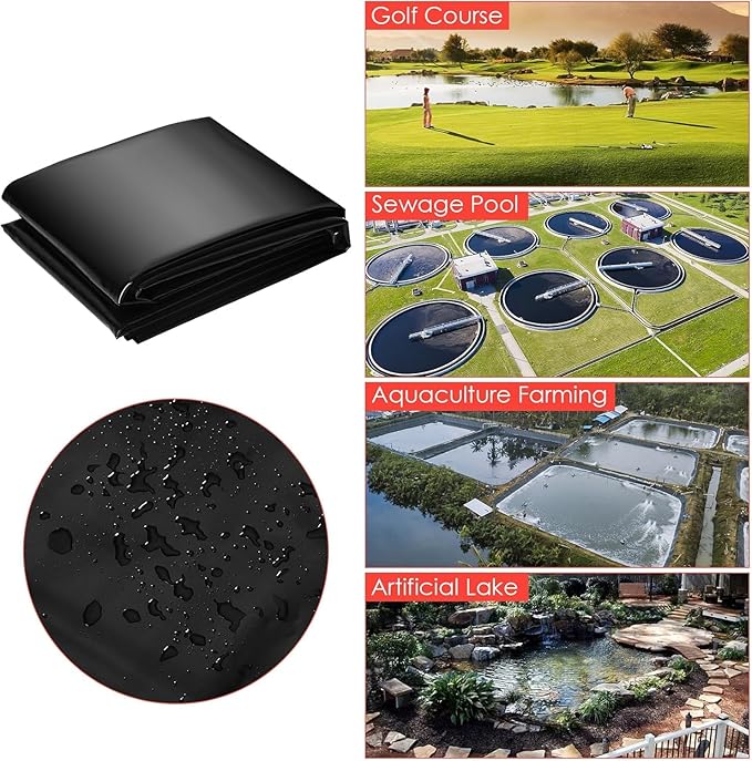 GAOMON 10 x15 Ft Pond Liner, 45 Mil Thickness, Pliable & Durable Epdm Material, Easy Cutting & Uv Resistant, for Fish or Koi, Features, Waterfall Base, Fountains and Water Garden