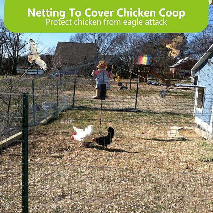50x100ft Bird Netting for Chicken Coop Poultry Netting 1 inch Mesh Heavy Duty Chicken Coop Cover Netting Roof Hawk Proof Bird Netting for Garden Protection Fruit Tree Netting Against Squirrels Deer