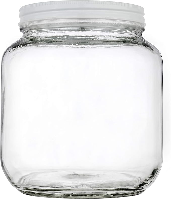 4 Pack - 64 oz Mason Jars Wide Mouth - 1/2 Gallon Glass Jar with Lid - Large Mason Jar for Canning, Brewing, Pickling, Storage - Big Mason Jar Made in USA