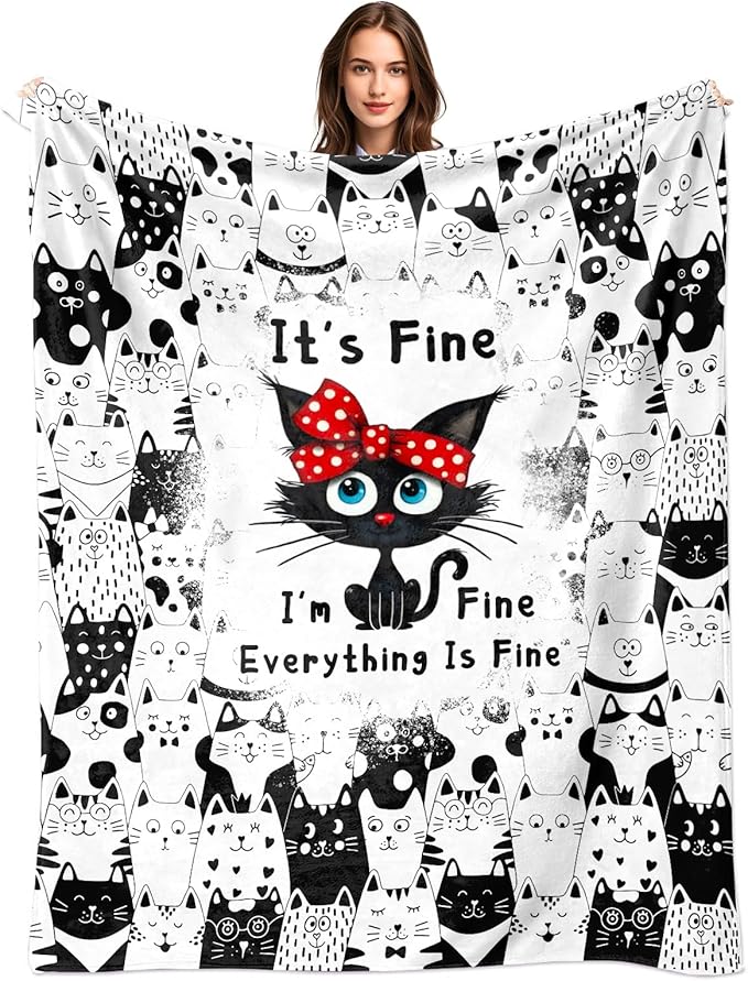Cat Blanket Gifts for Cat Lover Soft Flannel Cats Throw Blanket Gifts for Women Cats Themed for Kids Adults 60"x50"