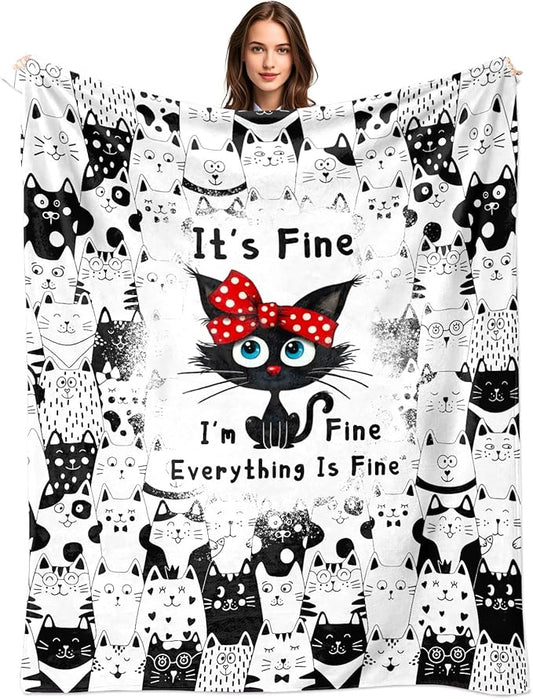 Cat Blanket Gifts for Cat Lover Soft Flannel Cats Throw Blanket Gifts for Women Cats Themed for Kids Adults 80"x60"
