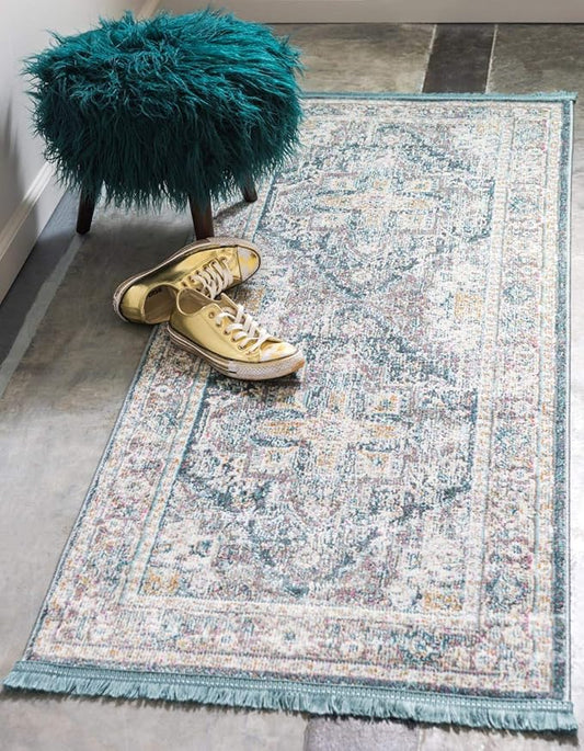 Unique Loom Baracoa Collection Area Rug - Prado (2' 7" x 10' Runner, Gray/ Blue)