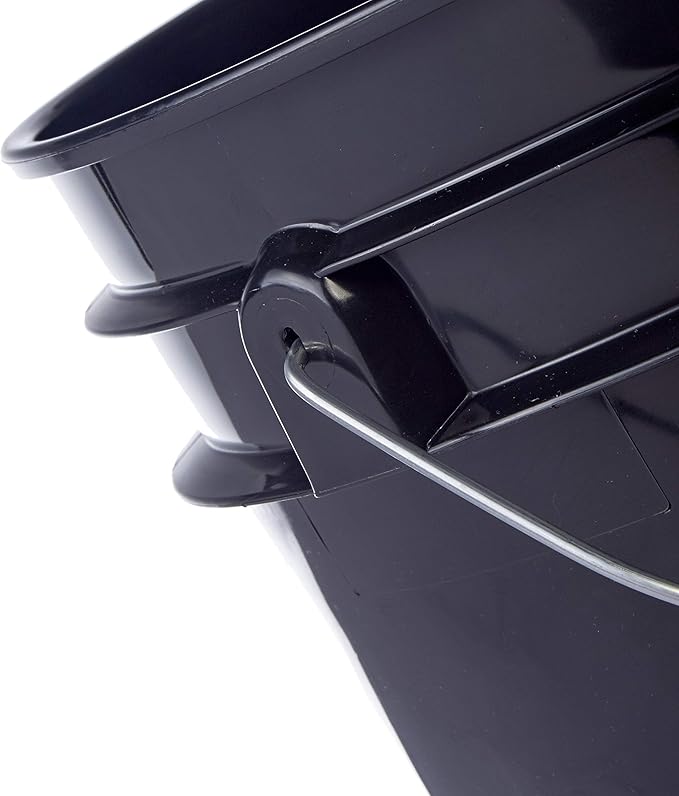 Consolidated Plastics 3.5 Gallon Black Food Grade Buckets + 6 Gamma Seal Lids, BPA Free Container Storage, Durable HDPE Pails, Made in USA (6 Pack)