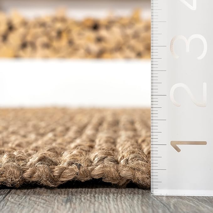 Nuloom Ashli Hand Woven, Natural, 4' x 6', Farmhouse, Jute, Soft and Textured, High Traffic, Stain Resistant, Easy Clean, Durable Area Rug for Bedroom, Living Room, Dining Space, Den, Foyer, Entryway