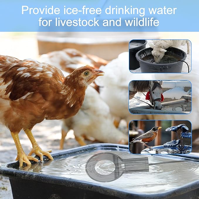 1000W Utility De-Icer Submersible Cast Aluminum Chicken Water Heater, Designed for Livestock Troughs and Outdoor Tanks
