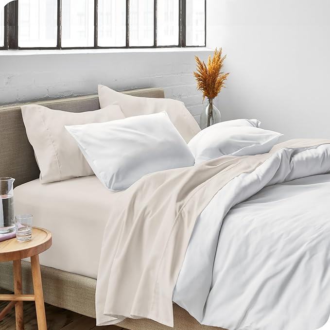 Bare Home Split Head Flex King Sheet Set - 1800 Ultra-Soft Microfiber Bed Sheets - Double Brushed - Deep Pockets - Easy Fit - 4 Piece Set - FlexTop King Bedding Sheets (Split Head Flex King, Wheat)