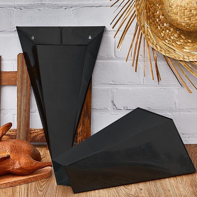 Mumufy 4 Pcs Medium Galvanized Steel Poultry Restraining Cones Flat Back Funnel Cone, up to 10 Pounds, Chicken Killing Cone for Butchering Chicken Birds Turkeys, Easy to Clean(Black)