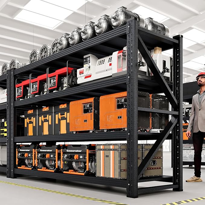 5000LBS Storage Shelves,60" W Garage Shelving Heavy Duty Metal Adjustable Garage Shelves, Shelving Units Industrial Shelving for Warehouse,60" W x 24" D x 70" H,Black