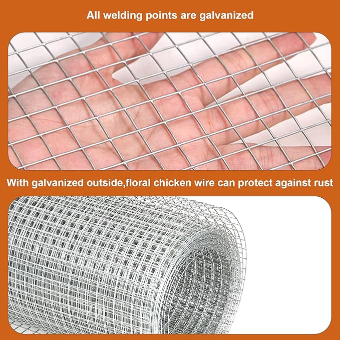 Hardware Cloth, 1/2 inch 24inx50ft 21GA Hot-dip Galvanized Wire Mesh, Wire Fence, Chicken Wire Mesh,Poultry Farming, Garden Fence,Wire Mesh, Tree Protection, Gopher Wire, Rabbit Wire.