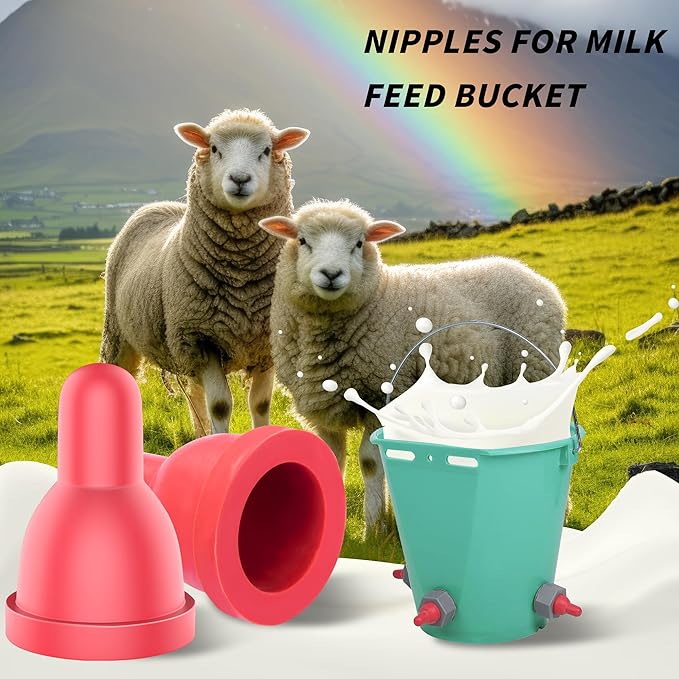 12Pcs Sheep Goat Lamb Milk Nipples Soft Rubber Pacifier for Small Animal Feed Orphaned Lamb