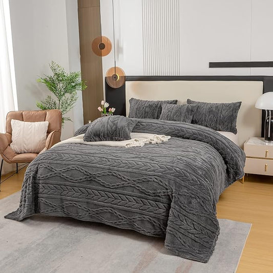 YUSOKI Sherpa Twin XL Blanket-3D Stylish Design Super Soft Fuzzy Cozy Warm Blanket Thick Plush Fluffy Furry Blankets for Teen Girls Women Couch Bed Sofa Chair Men Boys Gift(Grey,65"x90")