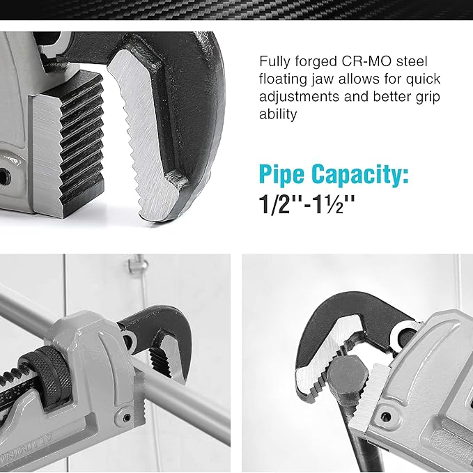 DURATECH 14-inch Heavy Duty Aluminum Straight Pipe Wrench, Adjustable Plumbing Wrench, Drop Forged, Exceed GGG standard
