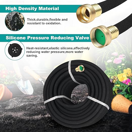 25 FT Soaker Hose 1/2" Heavy Duty Garden Hose to Save 70% Water Drip Irrigation Kit for Lawn/Yard Landscaping Beds (25FT)