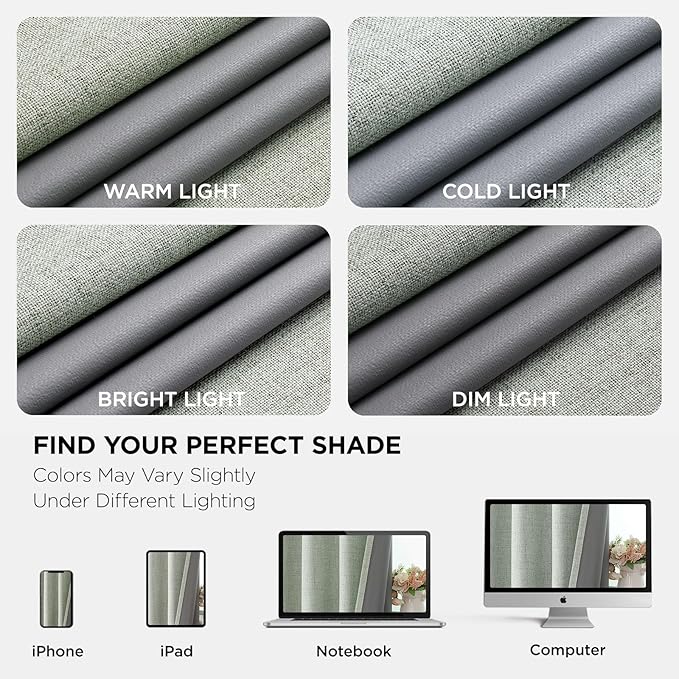 Joydeco Blackout Curtains 90 Inches Long 2 Panels Burg, Room Darkening Curtains for Bedroom, 100% Black Out Textured Thermal Drapes Privacy Protection 2 Panels Set(W52 x L90 Inch, Sage Green)