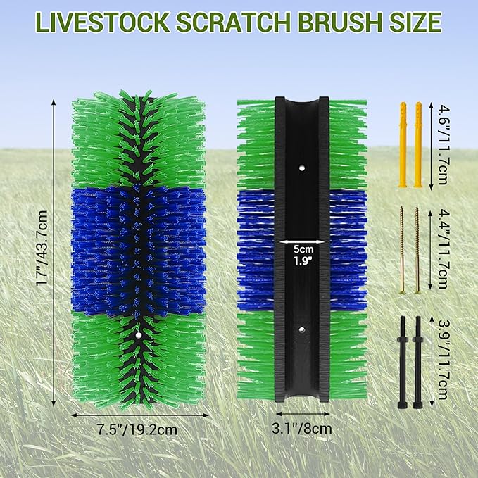 4 Pack Livestock Scratching Brush Horse Massage Grooming Brushes with 8 Screws for Goat,Cattle,Cow,Sheep, Horses,Pigs and Other Animal Back Scratching
