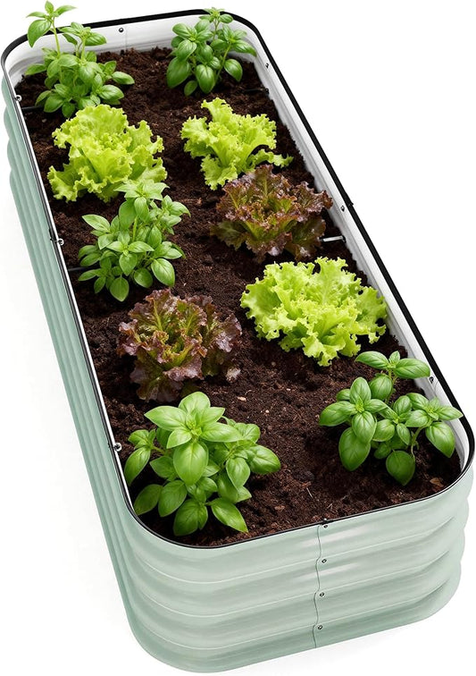 DaisyVibe Raised Garden Bed Kit, Planter Raised Garden Boxes Outdoor, Oval Large Metal Raised Garden Beds for Vegetables Flowers (Green, 5ftx2ftx1ft)