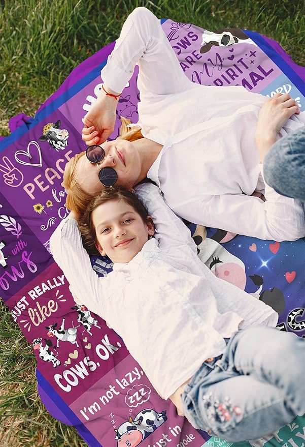 Cow Blanket Gifts for Women Girls Kids, Animal Cow Throw Blanket, Cows Lovers Birthday Gifts Stuff Decoration Blanket 50" x 40"