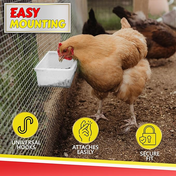 Chicken Cage Cup, 27oz - for Water, Treat, Feed and More - Small Feeder and Waterer Dish for Duck, Baby Chick, Pigeon, Quail, Gamefoul, Parakeet - Poultry Accessories for Bird Cages, White