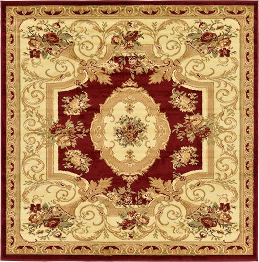 Unique Loom Versailles Collection Area Rug - Henry (6' 1" Square Red/Brown)