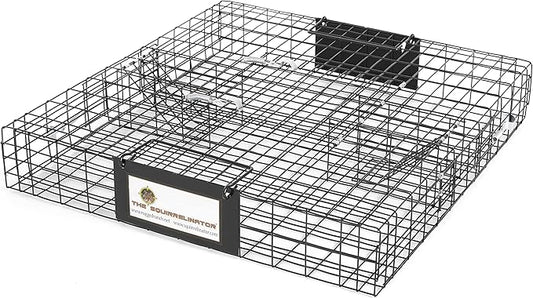 Rugged Ranch Squirrelinator w/ Waste Basin Outdoor Multi-Catch Squirrel Trap - Humane Live Cage Catcher, Rodent Control for Barns, Garages, Sheds, Gardens, Farms, Yards or Lawns