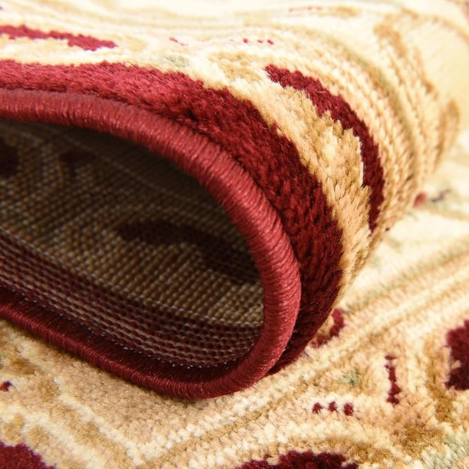Unique Loom Versailles Collection Traditional Classic Floral Motif Area Rug (3' 3 x 3' 3 Round, Burgundy/Ivory)