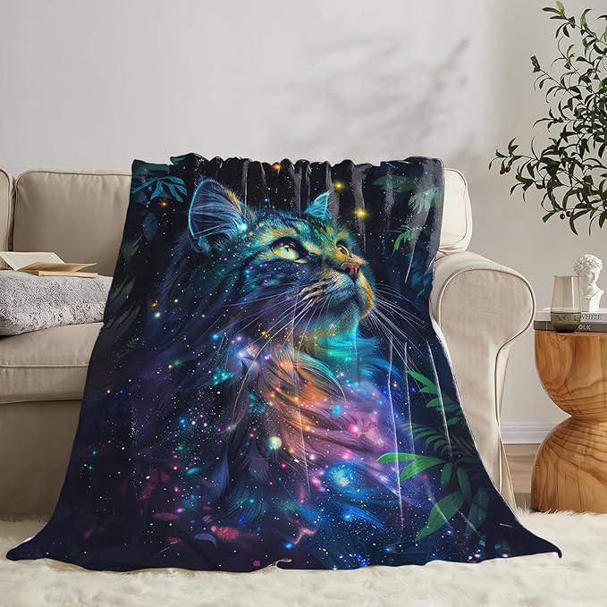 Tijuboni Cat Throw Blanket Cat Gifts for Girls Boys Women Men Kids Adults Soft Flannel Fleece Blanket for Couch Sofa Bed Home Decor 50"x60"