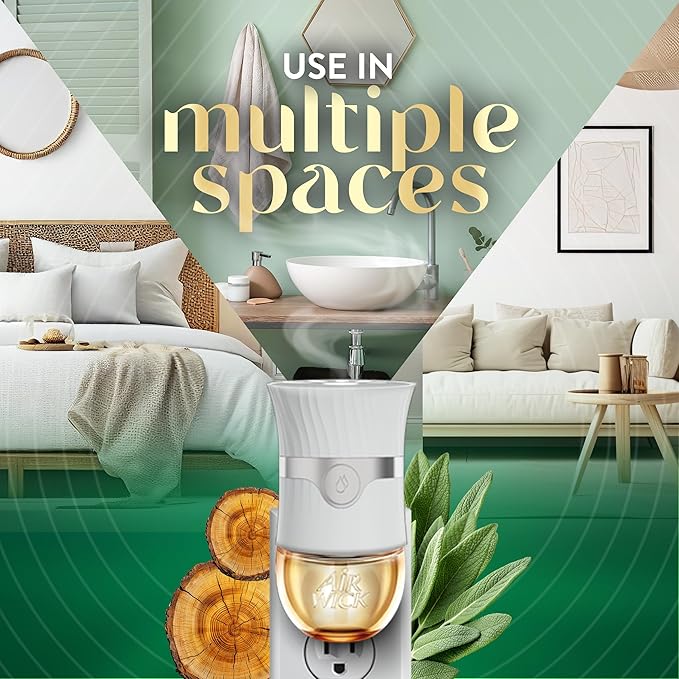 Air Wick Vibrant Plug In Scented Oil Refill,White Sage & Mahogany, 5 ct