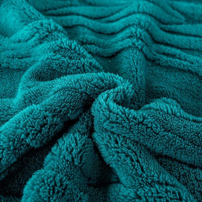 YUSOKI Sherpa Throw Blanket(Without Pillows)-3D Stylish Design Super Soft Cozy Blanket Thick Plush Fluffy Blankets for Teen Girls Women Couch Bed Sofa Chair Men Boys Gift(Teal,50"x65")