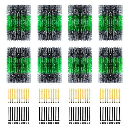 Extra Large Size Livestock Scratching Brush, Upgraded Horse/Goat/Cow/Cattle Scratcher Brush for Grooming, Itch Relief Horse Scratcher Brushes Kit with Two Sets of Mounting Screws(8-Pack,Gray)