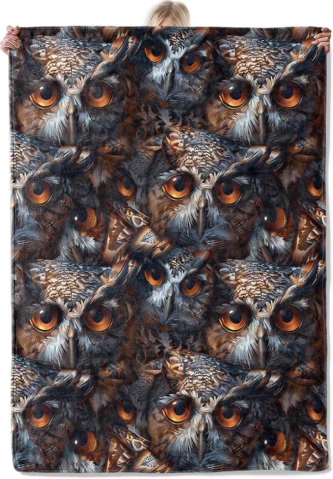 Owl Throw Blanket Gifts for Women, Soft Fuzzy Warm Cozy Flannel Blankets for Bedroom, Travel, Couch, Home Decor 40x50 in