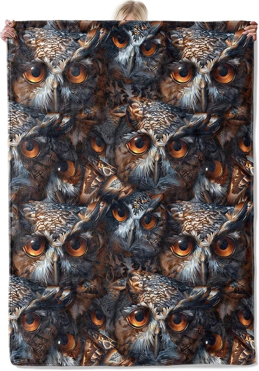 Owl Throw Blanket Gifts for Women, Soft Fuzzy Warm Cozy Flannel Blankets for Bedroom, Travel, Couch, Home Decor 40x50 in
