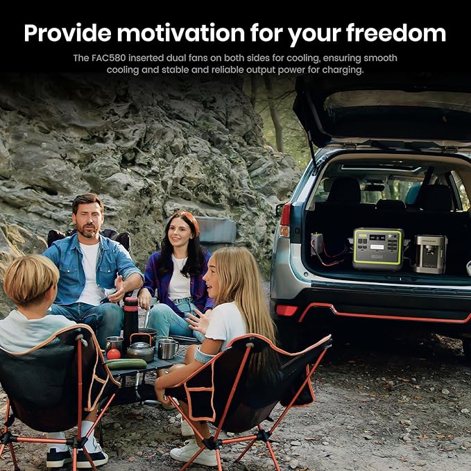 FOSSiBOT F2400 +FAC580 DC to DC Charger with Portable Power Station,2400W & 580W Charging Car Battery Chargers for RV Camping generator Compatible with portable batteries,perfect for road trips and RV