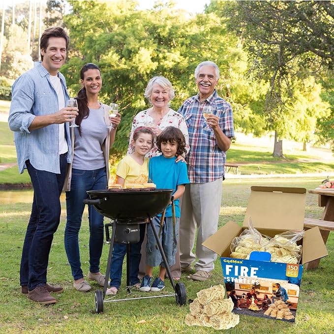 GodMax 150 pcs Fire Starter, Natural Fire Starters for Grill Campfires Charcoal Wood Stove Grill Pizza Oven Indoor Fireplace Outdoor Fire Pit