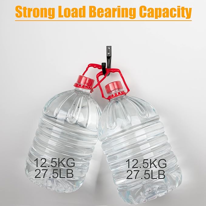 KURUI Metal Wall Hooks for Hanging Heavy Duty, 6Pcs Garage Organization and Storage Hook for Extension Cord Tool Coat Backpack Bag, Large Utility J Hooks, Black Wall Mount Hanges for Outdoor Indoor