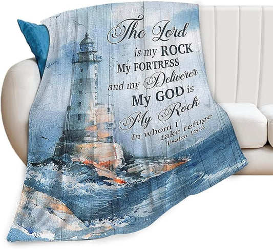 Tijuboni Ocean Nautical Lighthouse Throw Blanket Christian Religious Gifts for Women Men Girls Boys Kids Adults Soft Flannel Fleece Blanket for Couch Sofa Bed Home Decor 40"x50"