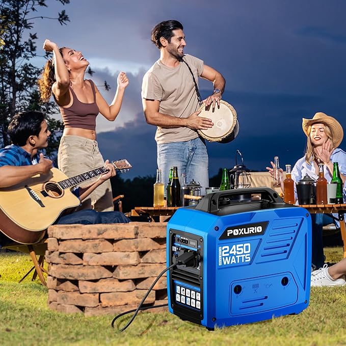 2450-Watt Portable Inverter Generator for Home Use, 1.6Gallon Large Fuel Tank Up to 8.3 Hours Use, 120V Gas Powered Generator Super Quiet - EPA Compliant