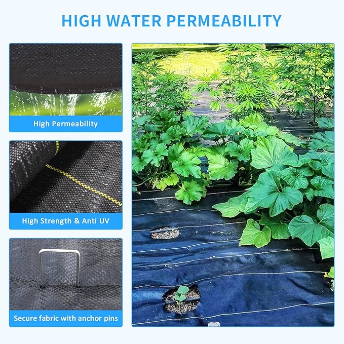 4ft x50ft Black Weed Barrier Landscape Premium Fabric-Heavy Duty Woven Ground Cloth with Superior Permeability Weed Control Convenient Design