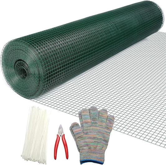 Hardware Cloth 1/2inx48inx100ft,Chicken Wire Fencing Vinyl PVC Coated welded wire mesh Animal Coop Garden Plant for Rabbit, Snake,rodents,Foxes,Groundhogs，Poultry Netting Cage Farm Protection