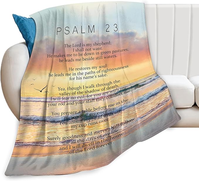 Psalm 23 Blanket Christian Gifts Religious Bible Verse Scripture Throw Blanket Comfy Plush Flannel Fleece Warm Soft Fluffy Fuzzy Blanket for Prayer Women Teens for Bed Sofa Couch 40"X50"
