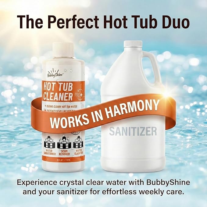 5-in-1 Weekly Hot Tub Cleaner & Clarifier – Removes Oils, Scum & Cloudy Water – Natural Enzyme Spa Treatment & Conditioner for Standard & Inflatable Hot Tubs – 16 Weekly Treatments – Made in USA